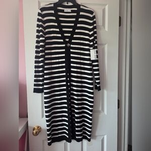 Women's black & white long cardigan by Nine West size L NWT